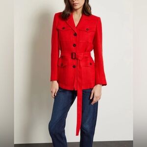 NWOT Max Mara Studio Label-cut Linen Blazer Red Size:M US4/6 Fall/Winter/Holiday